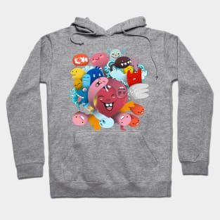 Cute  Monsters group ,Set of funny cute monsters Hoodie